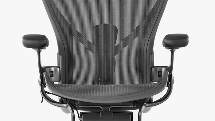 Detail van Herman Miller Aeron bureaustoel.