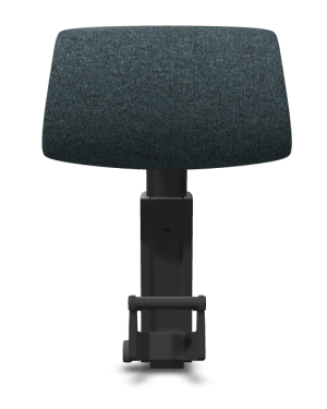 De Atlas Hoofdsteun Embody – Nightfall Sync – Graphite Frame is een donkerblauwe, gewatteerde hoofdsteun met een zwarte, verstelbare steunarm om Herman Miller-stoelen te verbeteren voor ergonomische ondersteuning. Het heeft een rechthoekig kussen met afgeronde randen en een soepel verstelmechanisme.