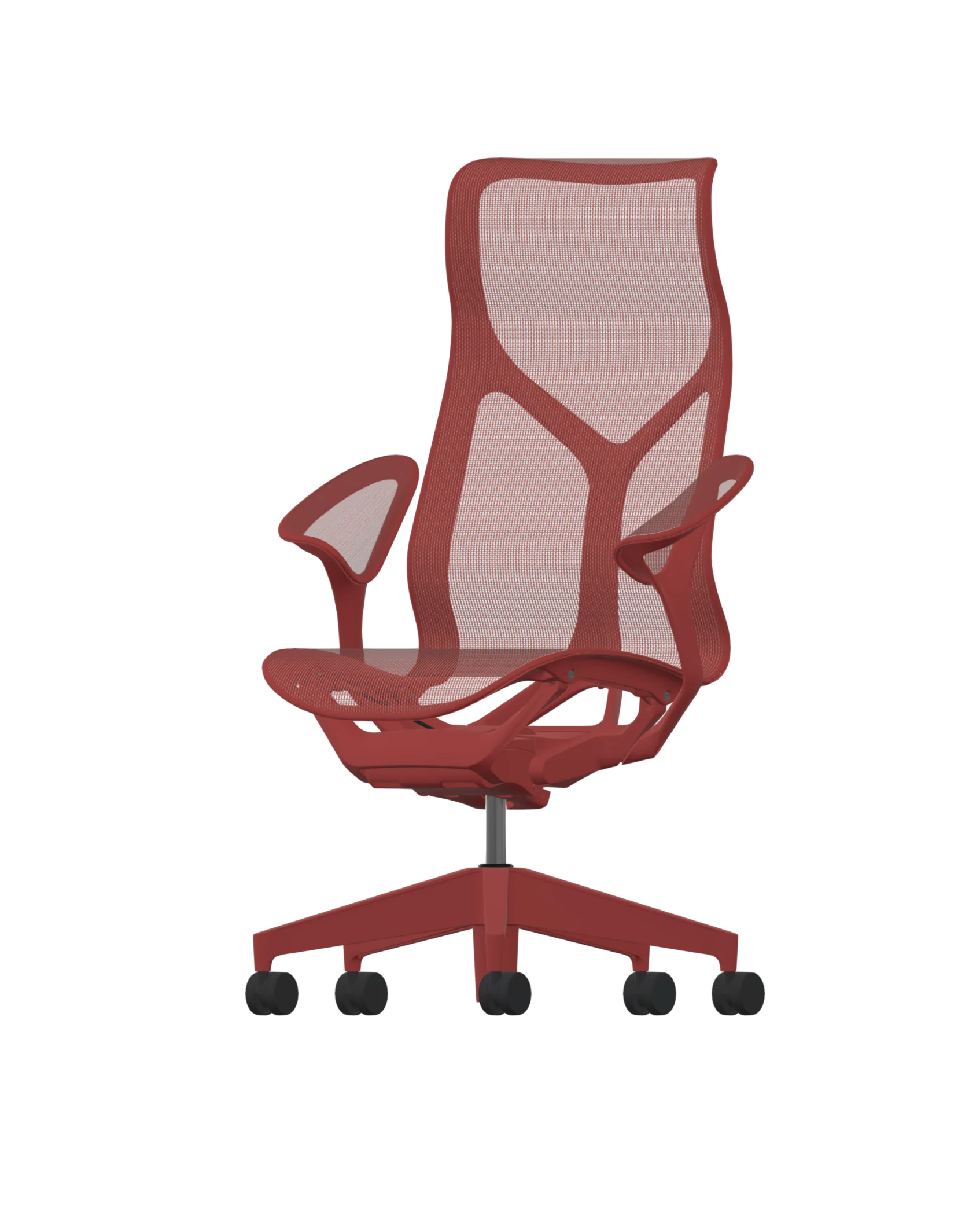 Geniet van onge&euml;venaard comfort met de Herman Miller Cosm &ndash; Canyon ergonomische bureaustoel. De hoge rugleuning en het Leaf arm-ontwerp bieden uitstekende ondersteuning, terwijl het rode gaas zorgt voor ademend vermogen. De vijf zwenkwielen van de stoel zorgen voor eenvoudig zwenken, wat de mobiliteit met stijl verbetert.