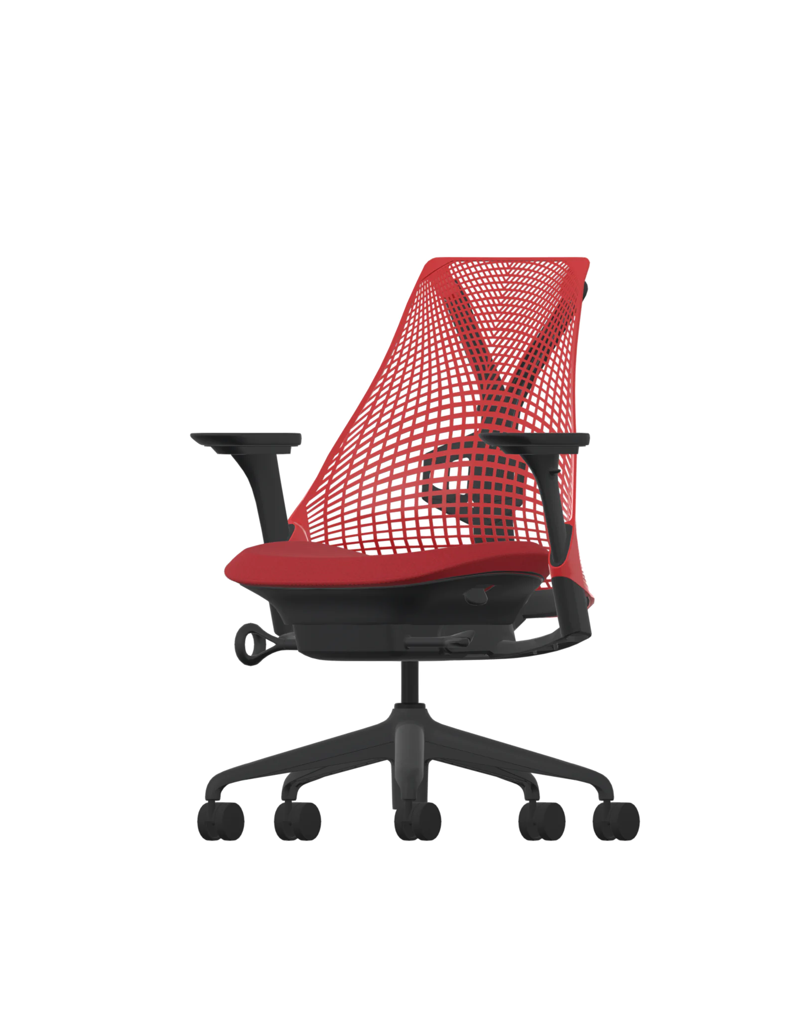 Herman Miller Sayl – Black Frame – Red Back – Meld Magma Fabric