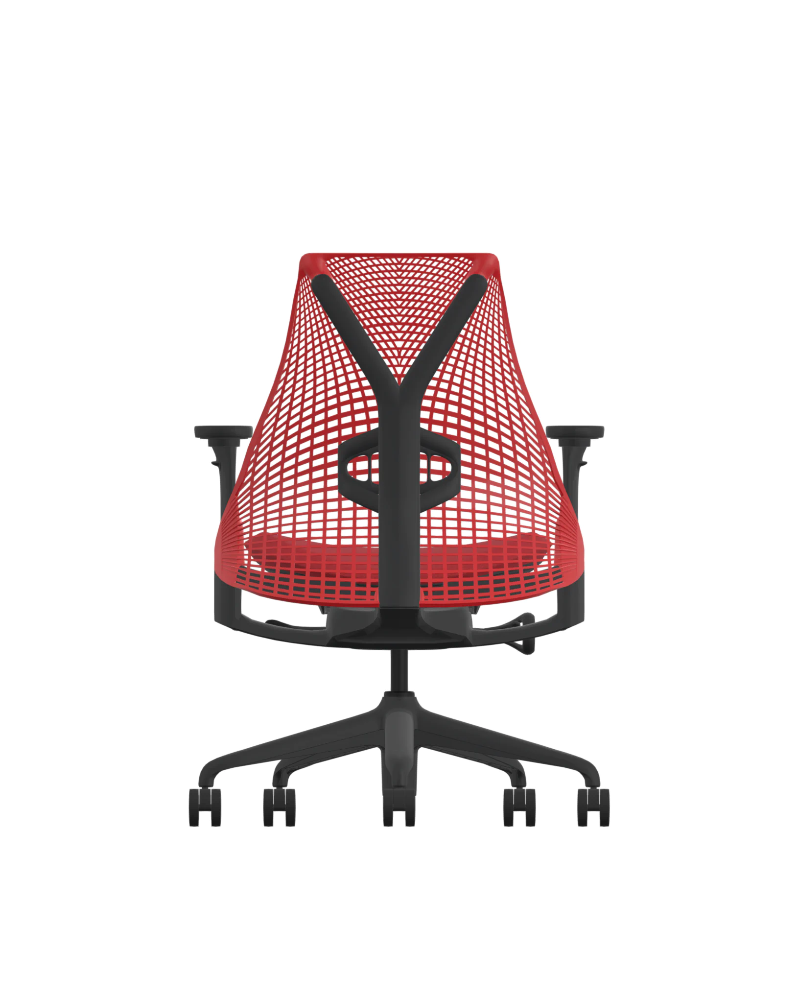 Herman Miller Sayl – Black Frame – Red Back – Meld Magma Fabric